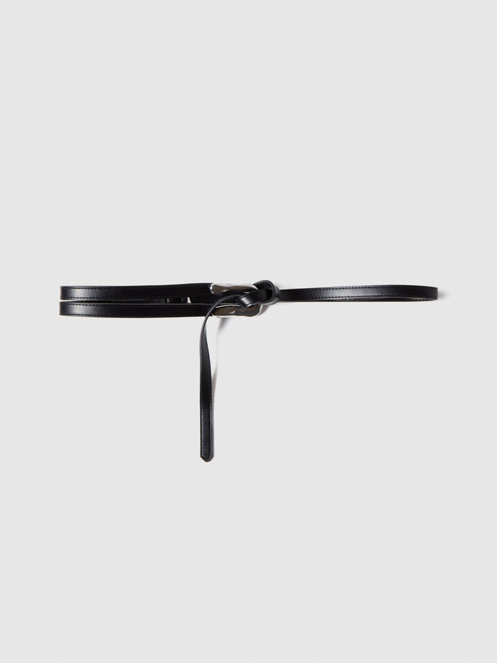 High-waisted asymmetric belt - women's belts - Black | Sisley image number 1